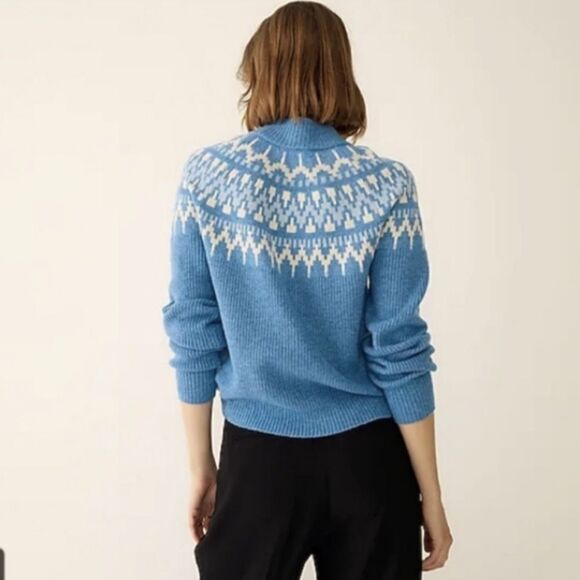 J. Crew Fair Isle Mockneck Pullover Sweater in Heather Twilight Periwinkle L/XL - Picture 12 of 12